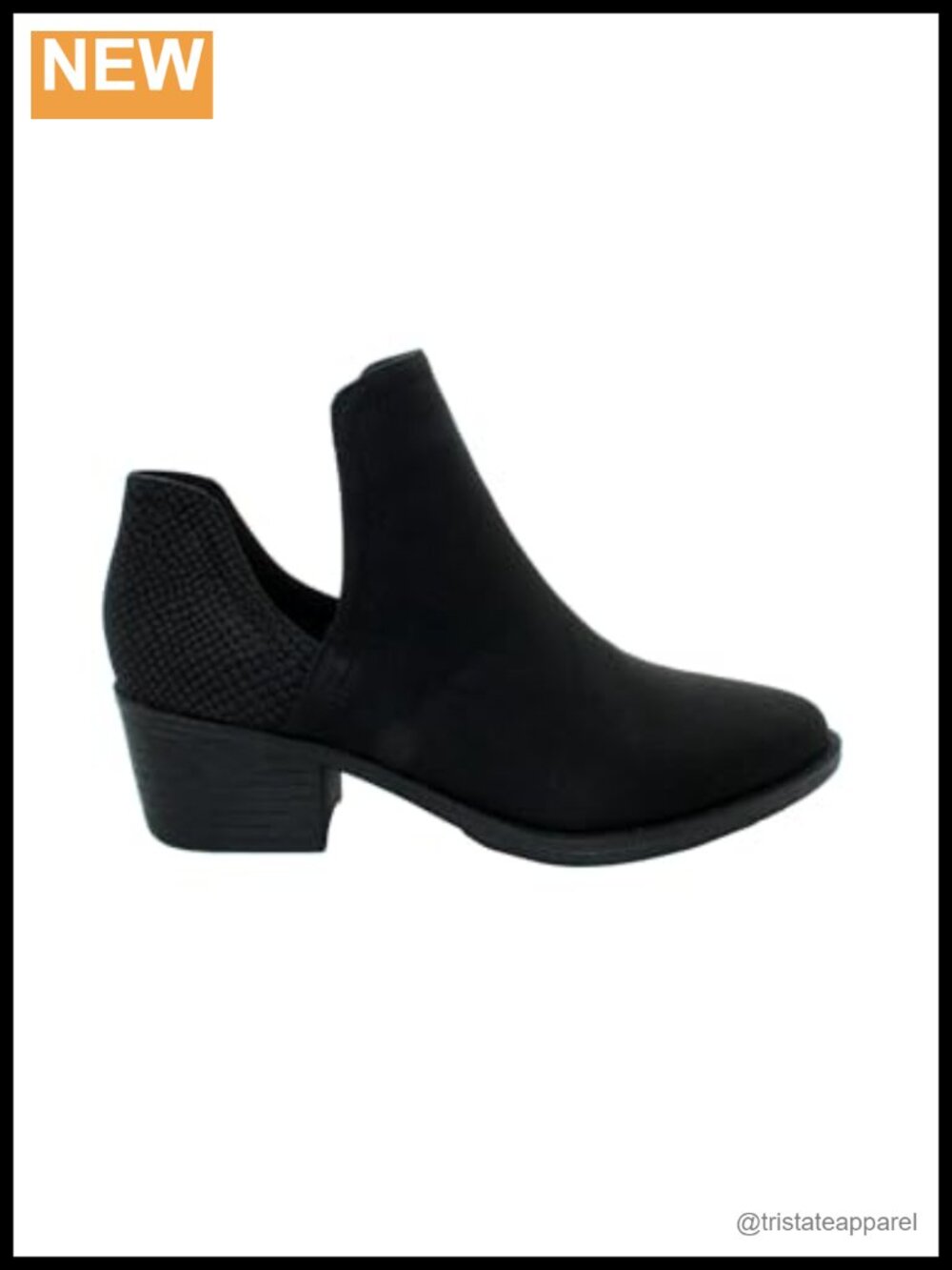 Faux Nubuck Slip-On Ankle Bootie with Padded Insole and Block Heel